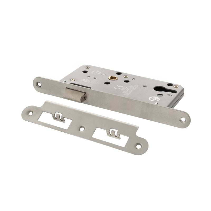 Atlantic DIN Radius Latch 60mm backset - Satin Stainless Steel