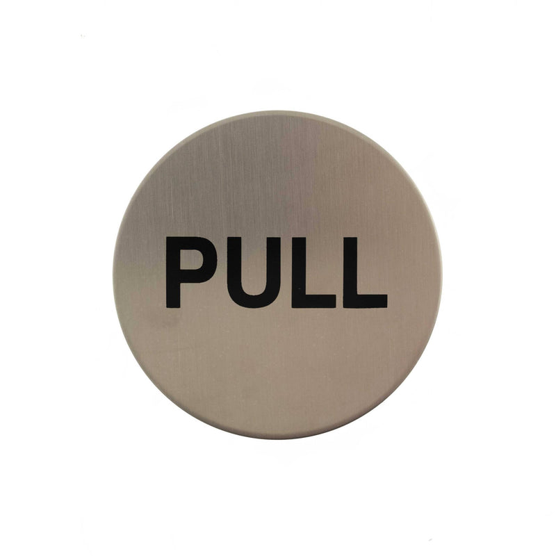 Atlantic Pull Disc Sign 3M Adhesive 75mm - Satin Stainless Steel