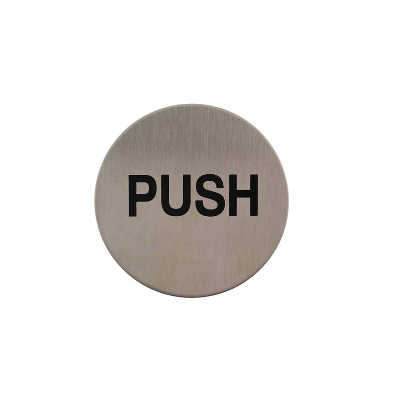 Atlantic Push Disc Sign 3M Adhesive 75mm - Satin Stainless Steel