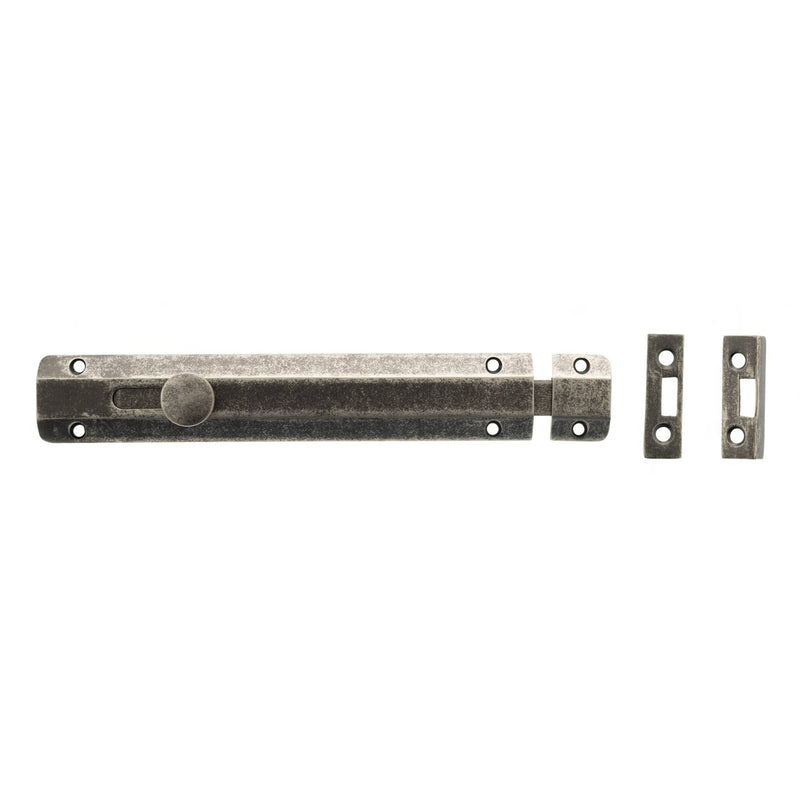 Atlantic Solid Brass Surface Door Bolt 8" - Distressed Silver