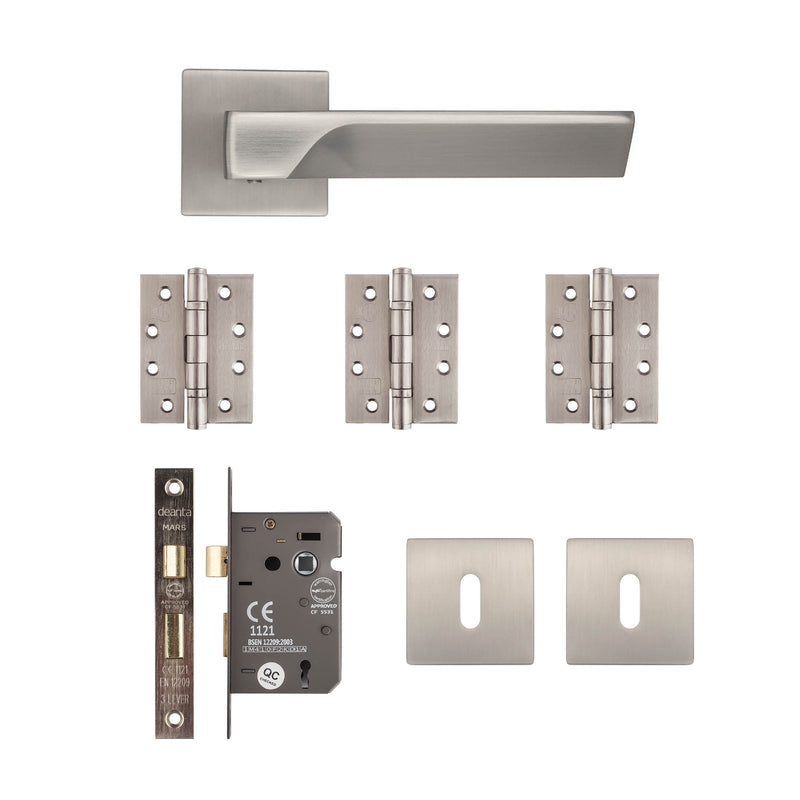 Deanta Athens Mortice Kit Satin Nickel