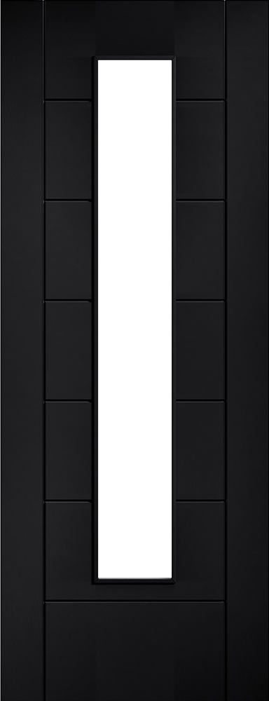 LPD Linear 7 Panel Glazed Black Laminate Pre-Finished Door