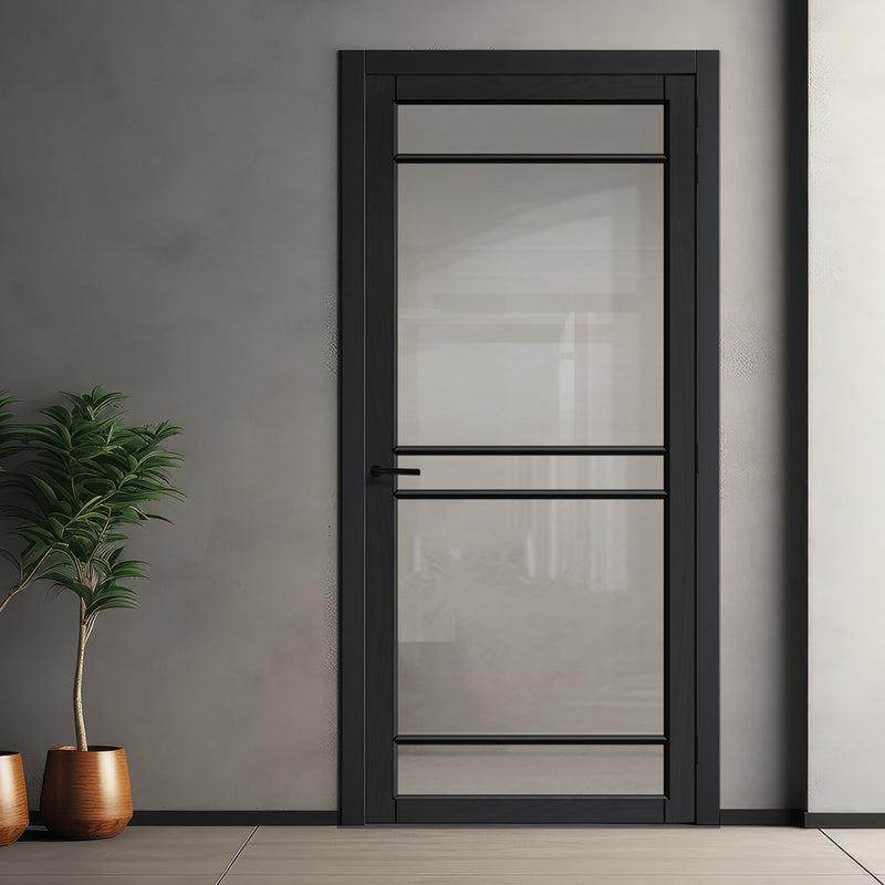 Urban Lite Ebida Door DD0113C Clear Glass - Black Premium Primed