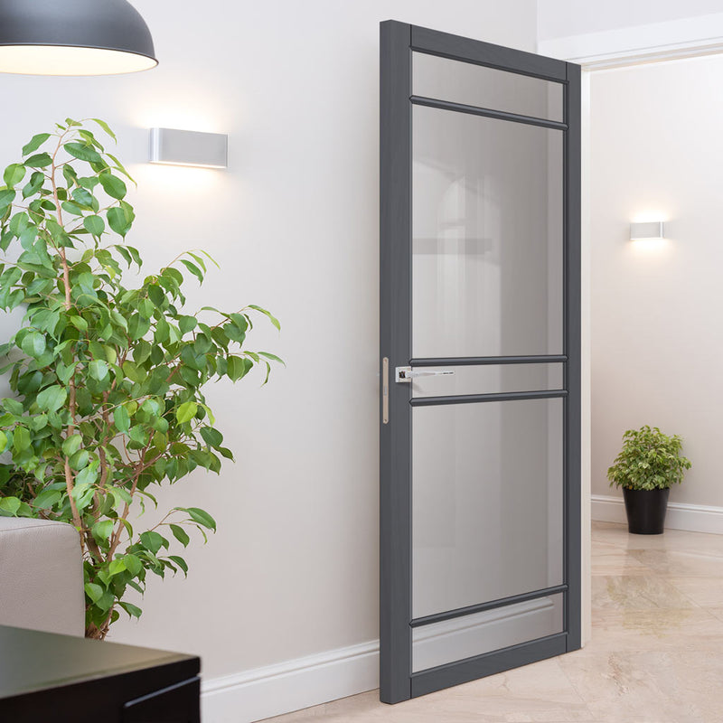 Urban Lite Ebida Door DD0113C Clear Glass - Dark Grey Premium Primed