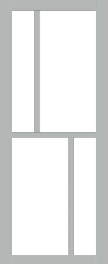 Handmade Eco Urban Hampton 4 Pane Door DD6413G Clear Glass Mist Grey Premium Primed