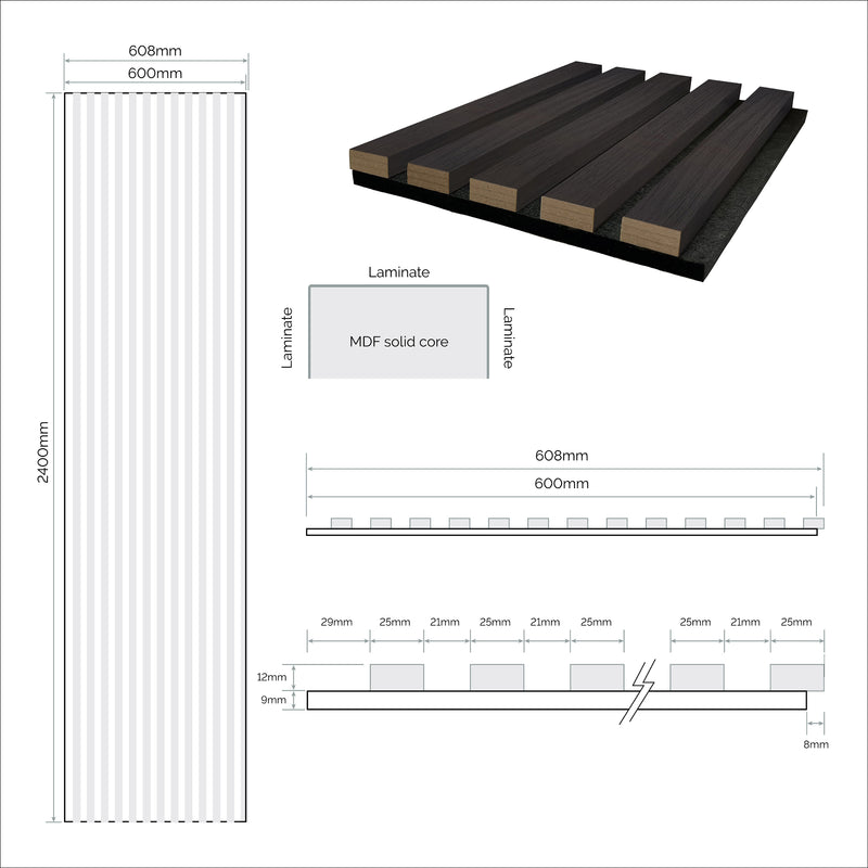 JB Kind Acoustic Wall Panel Dark Grey Laminate