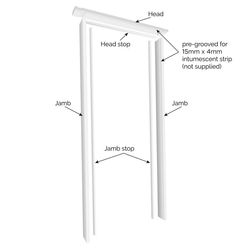 JB Kind Trenched White Primed Fire Door Lining Set