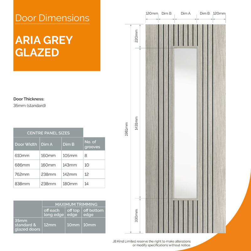 JB Kind Aria Grey Glazed Internal Door