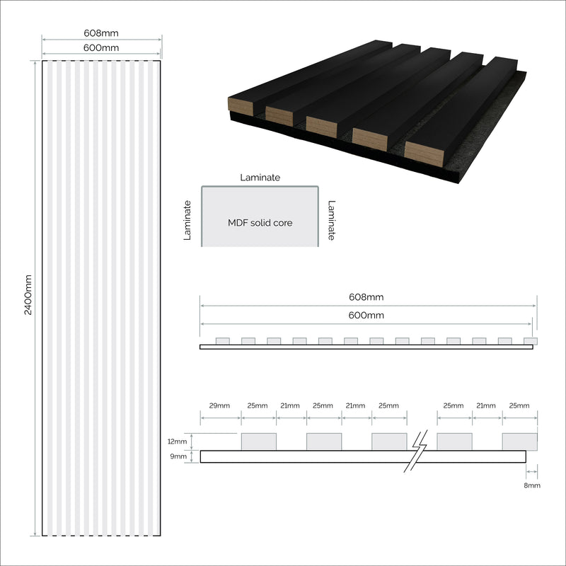 JB Kind Acoustic Wall Panel Black Laminate