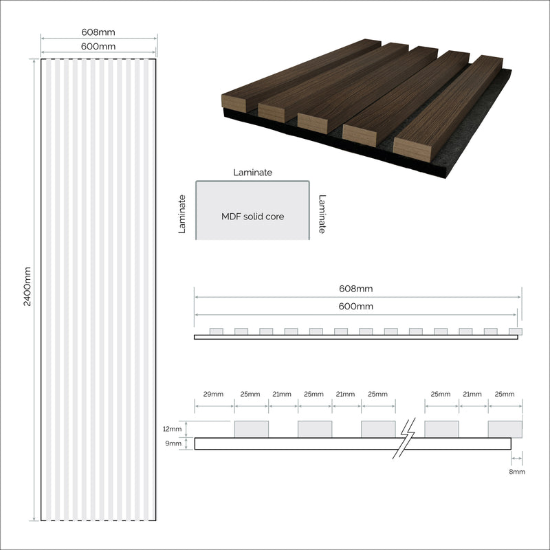 JB Kind Acoustic Wall Panel Walnut Laminate