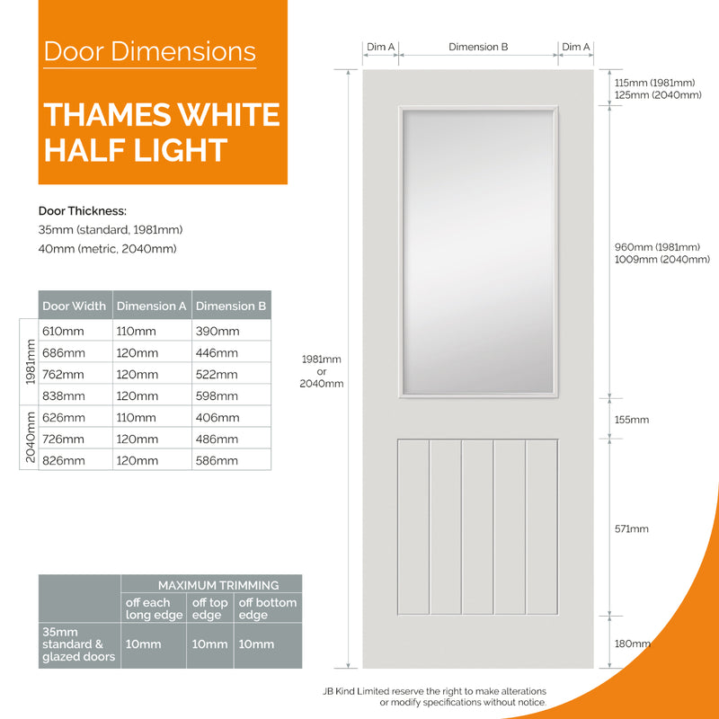 JB Kind Thames White Internal Glazed Door