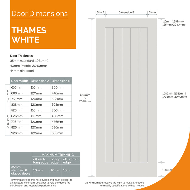 JB Kind Thames White Internal Door