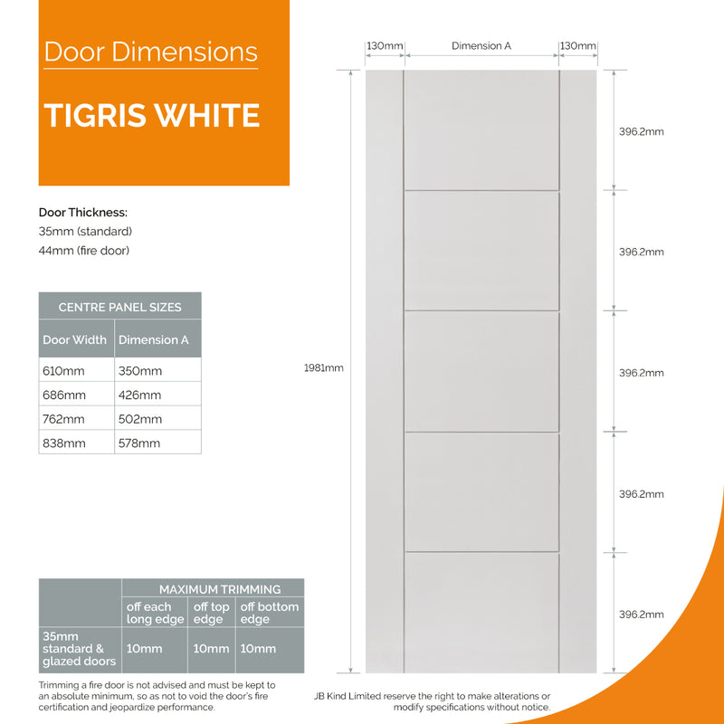 JB Kind Tigris White Fire Door