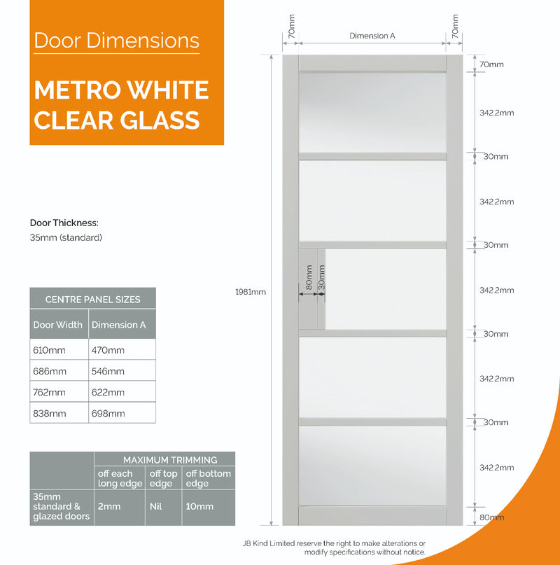 JB Kind Metro White Clear Glass