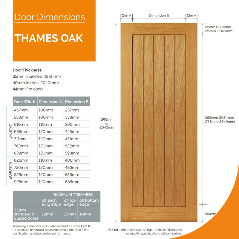 JB Kind River Pre-Finished Oak Thames Fire Door