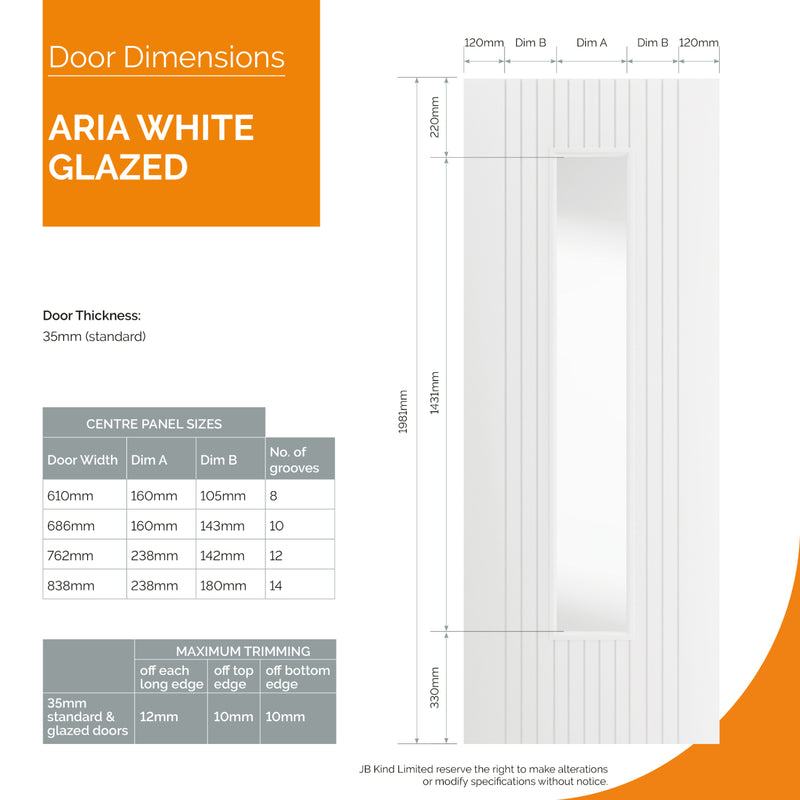 JB Kind Aria White Glazed Internal Door