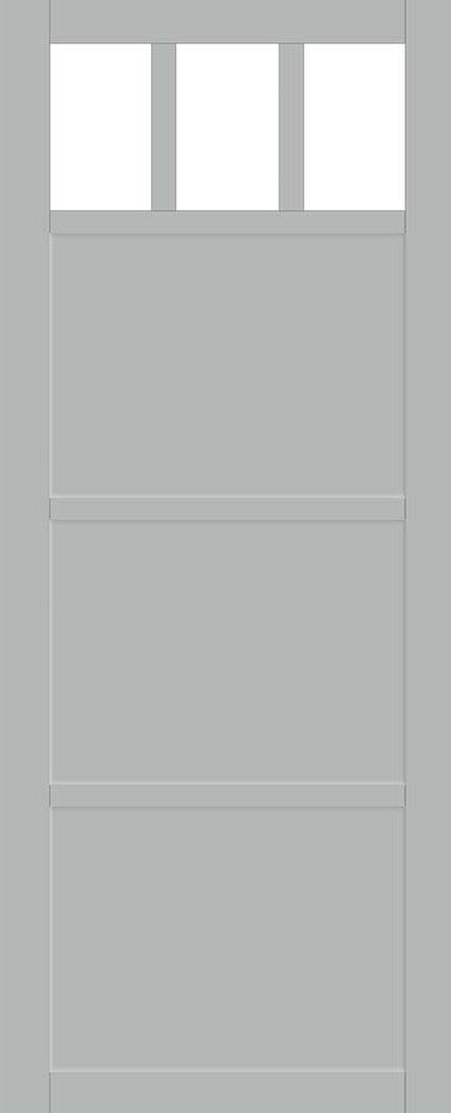 Handmade Eco Urban Lagos 3 Pane 3 Panel Door DD6427SG Frosted Glass Mist Grey Premium Primed