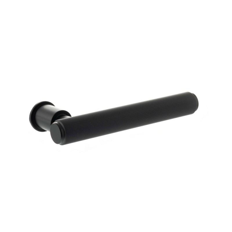 Millhouse Brass Stephenson Lever Door Handle on Concealed Round Rose - Matt Black