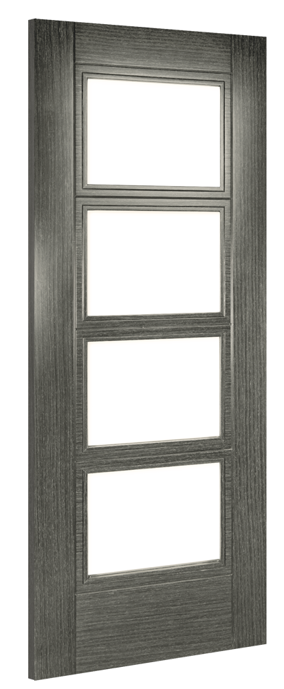 Deanta Dark Grey Ash Montreal Clear Glazed Internal door