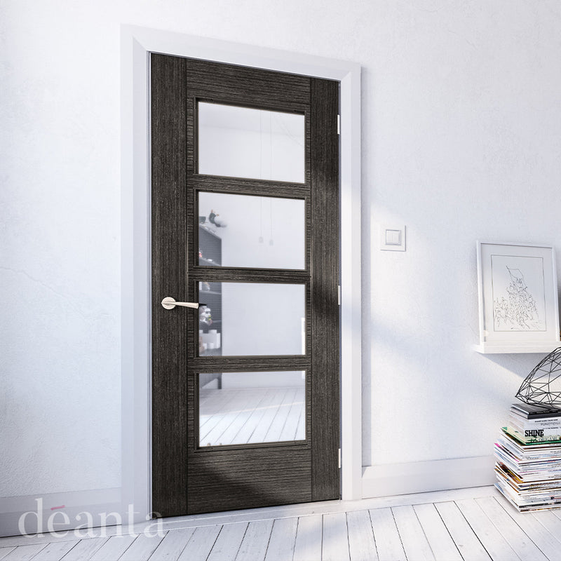 Deanta Dark Grey Ash Montreal Glazed Fire Door