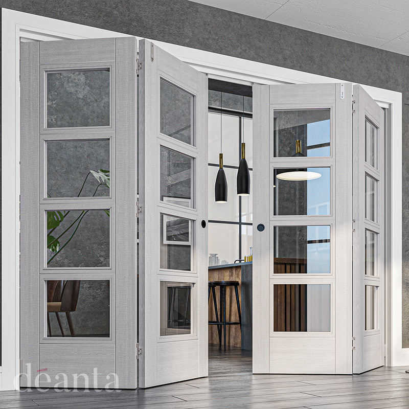 Deanta Light Grey Ash Montreal Clear Glazed FSC Internal door