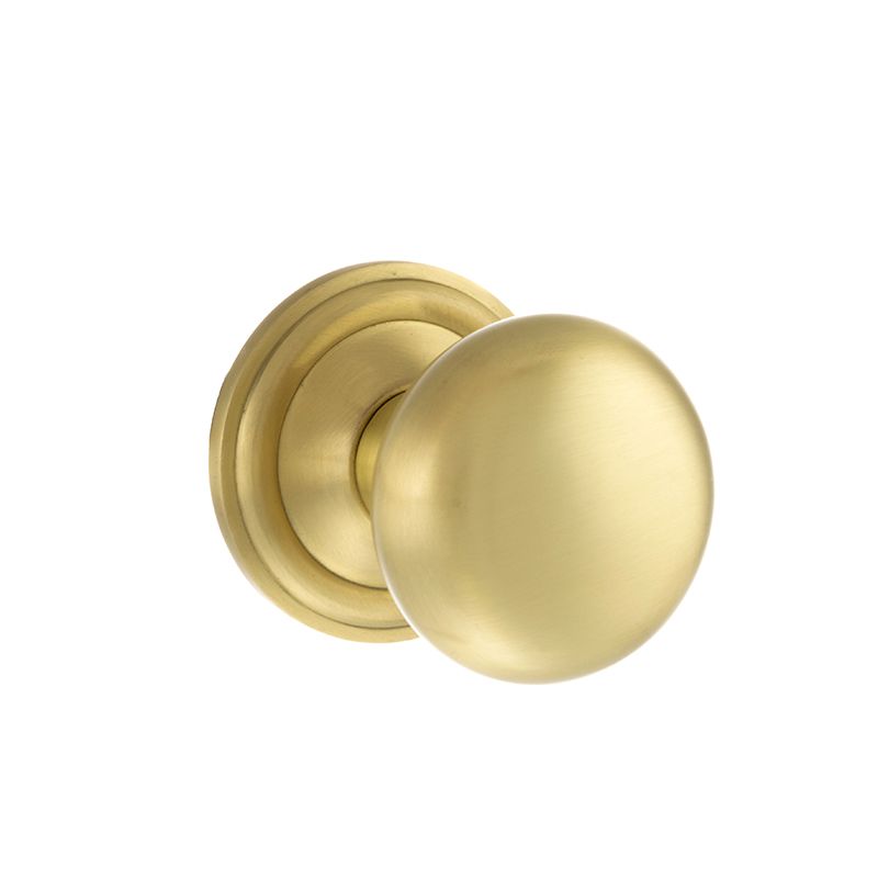 Atlantic Old English Harrogate Solid Brass Mushroom Mortice Knob on Concealed Fix Rose - Satin Brass