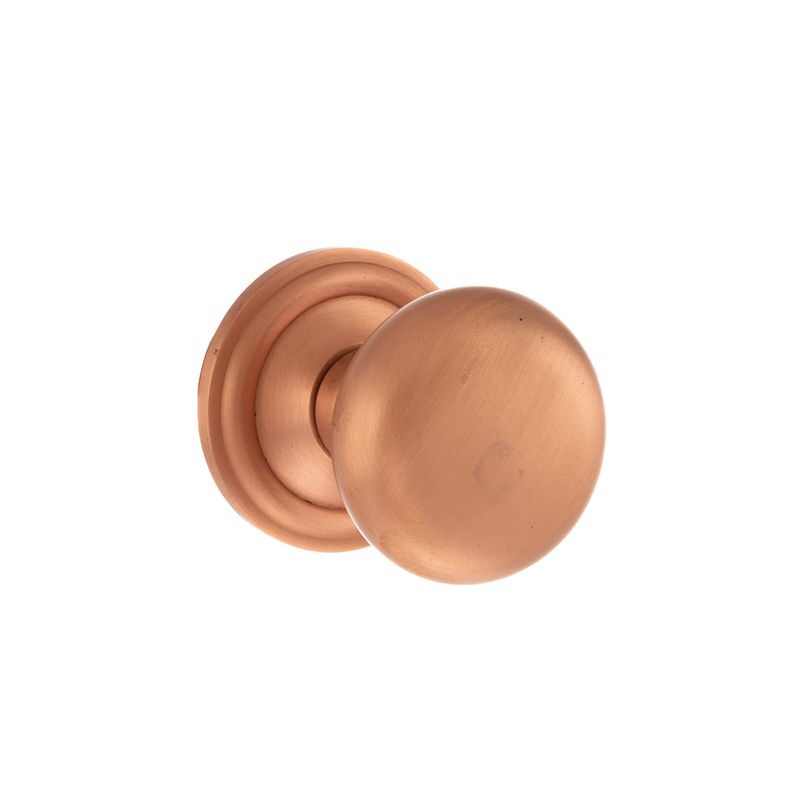 Atlantic Old English Harrogate Solid Brass Mushroom Mortice Knob on Concealed Fix Rose - Urban Satin Copper