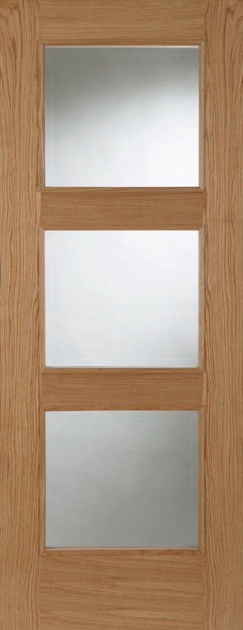 PM Mendes Oak Madrid 3 Light Glazed Raised Mould FD30 Prefinished Door