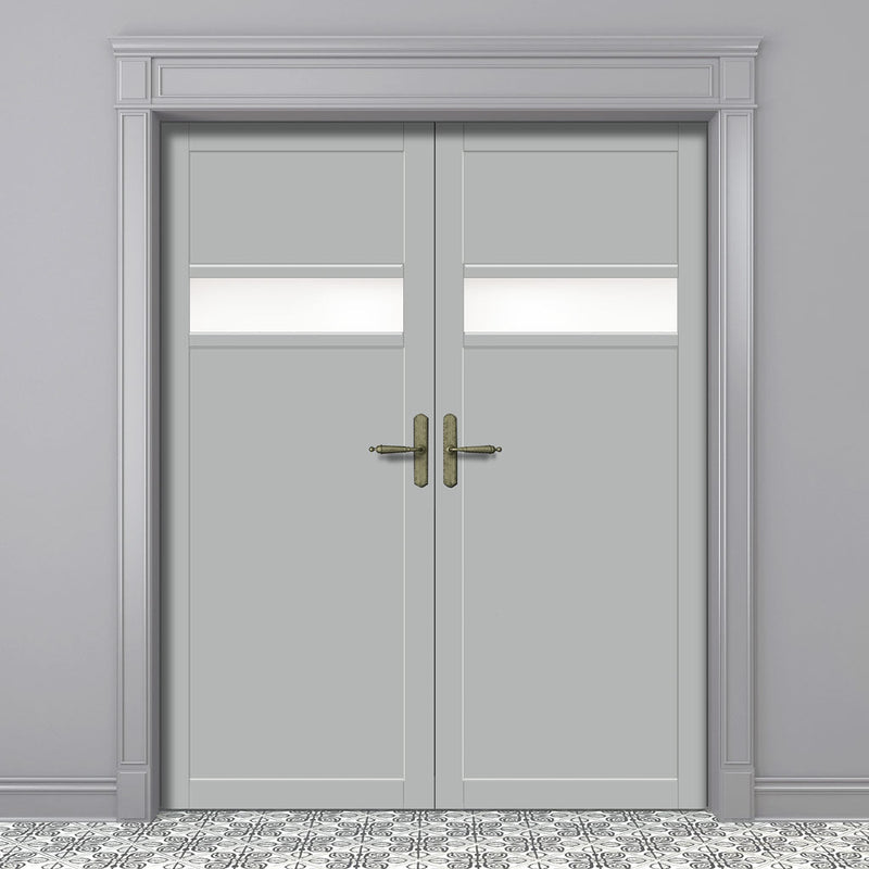 Handmade Eco Urban Orkney 1 Pane 2 Panel Door DD6403SG Frosted Glass Mist Grey Premium Primed