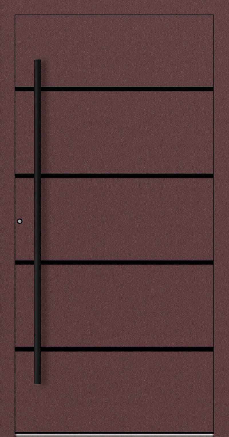 Turenwerke SL75 Design 22 Aluminium Door - Red RAL3005 - Blackline