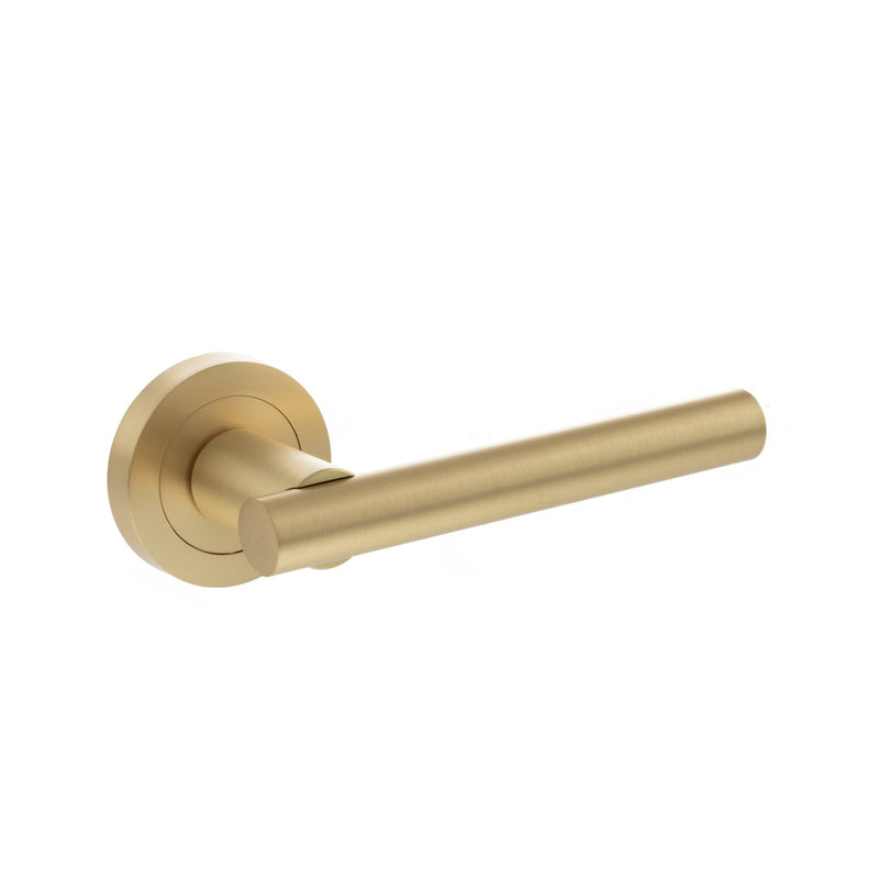 Atlantic STATUS Nebraska Lever Door Handle on Round Rose - Satin Brass