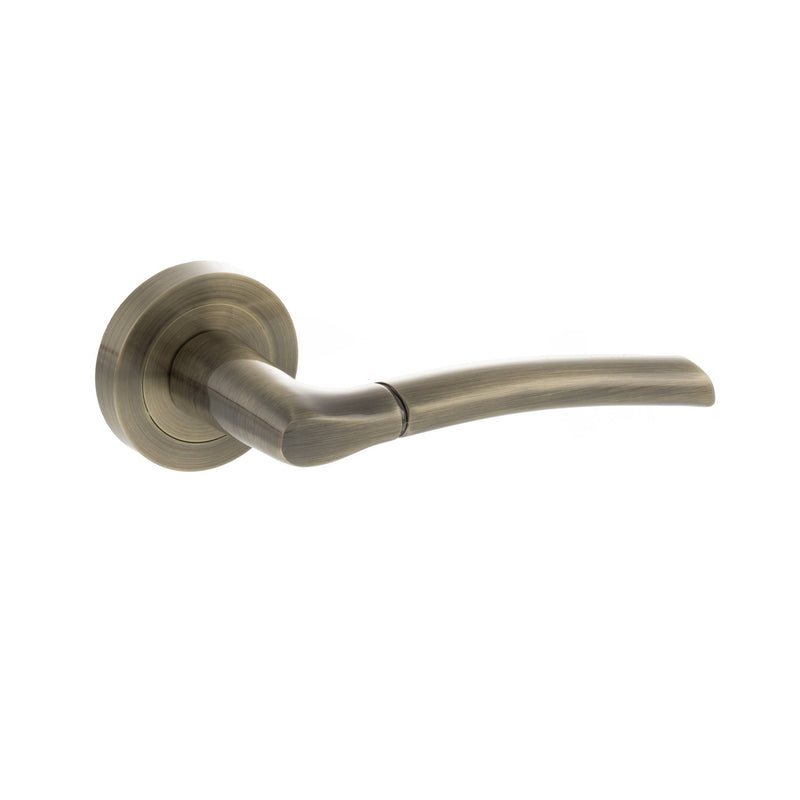 Atlantic STATUS Indiana Lever Door Handle on Round Rose - Antique Brass