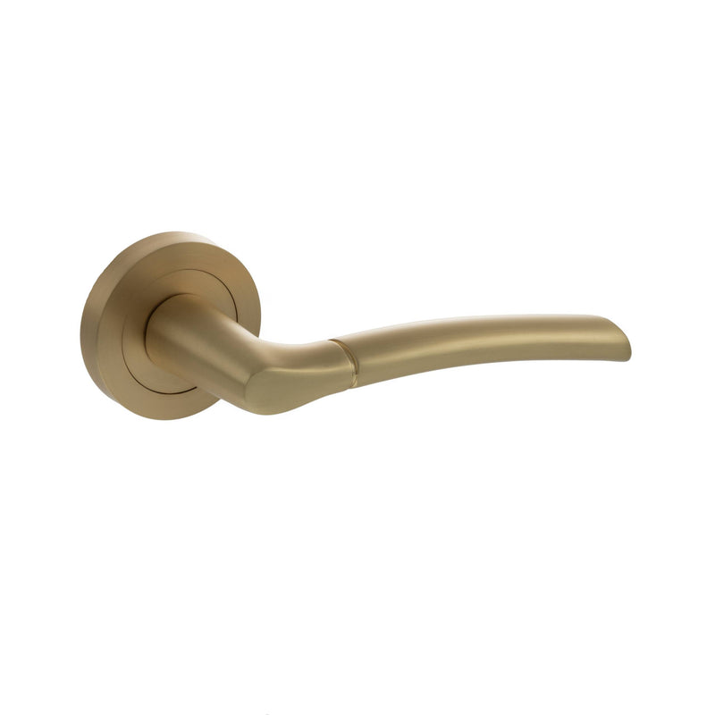 Atlantic STATUS Indiana Lever Door Handle on Round Rose - Satin Brass