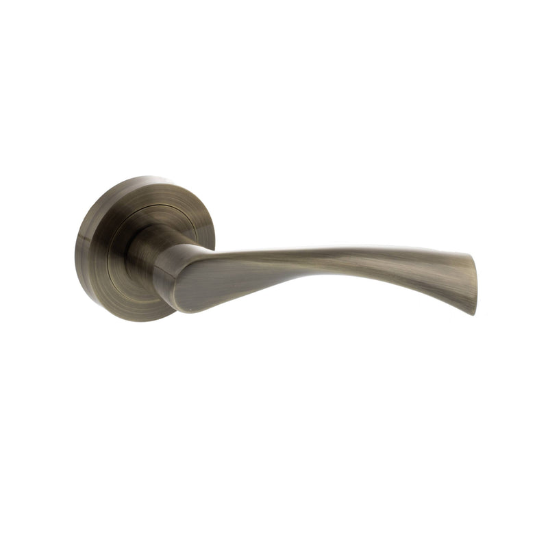 Atlantic STATUS Colorado Lever Door Handle on Round Rose - Antique Brass