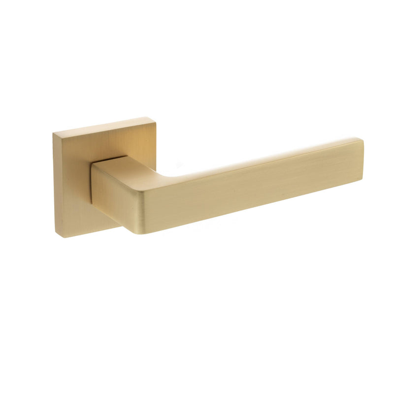 Atlantic STATUS Montana Lever Door Handle on S4 Square Rose - Satin Brass