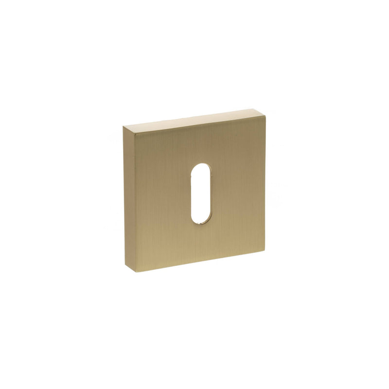 Atlantic STATUS Key Escutcheons on S4 Square Rose - Satin Brass