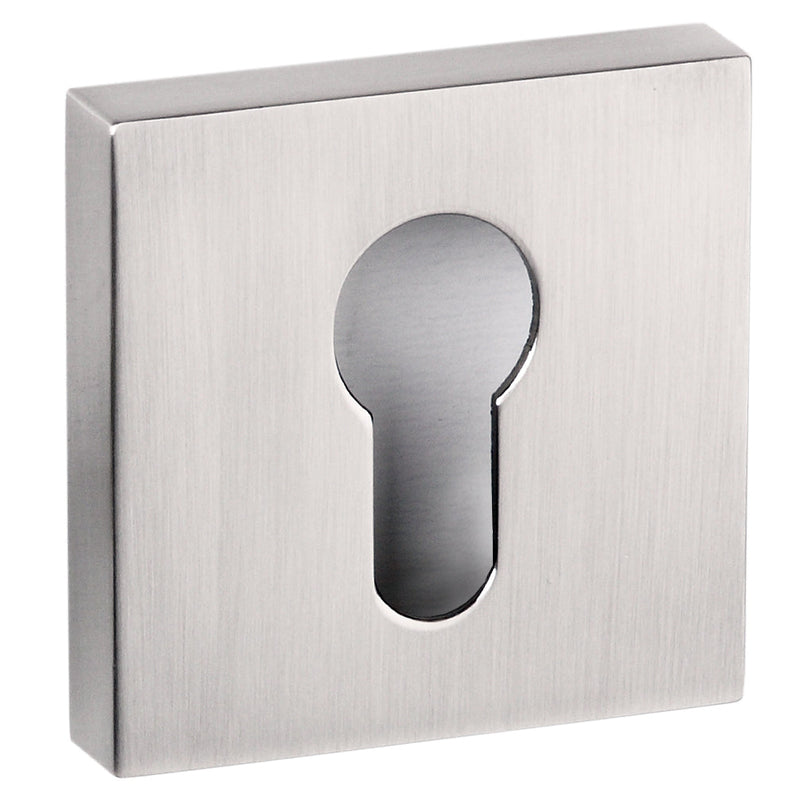 Atlantic Senza Pari Euro Escutcheons on Flush Square Rose - Satin Nickel