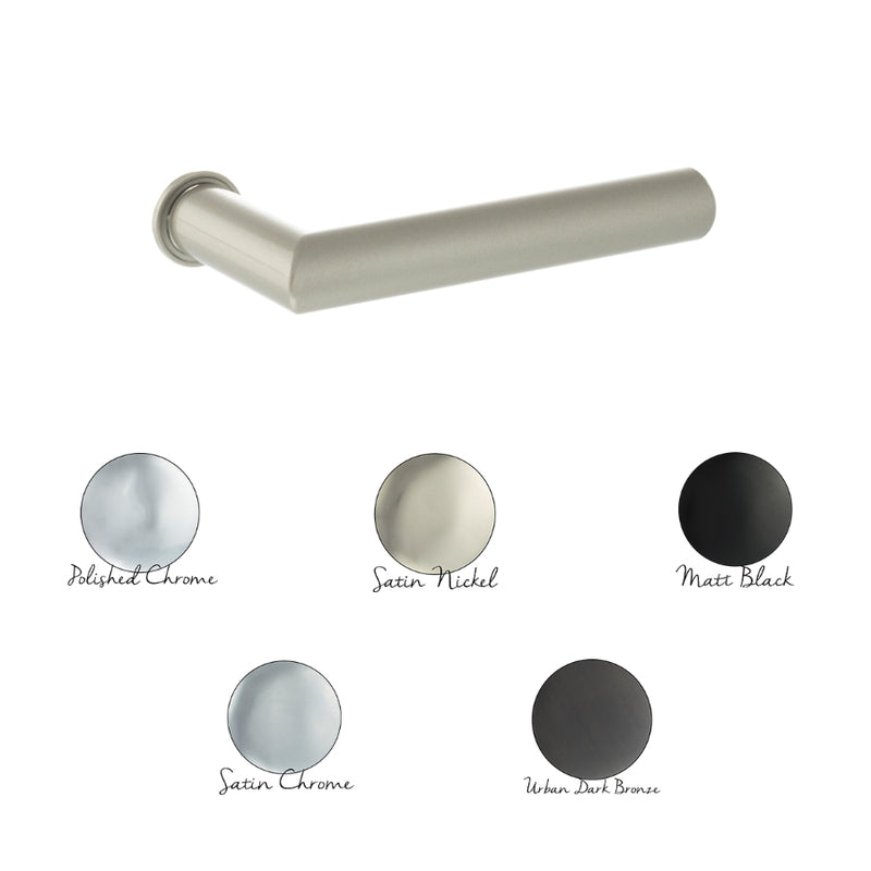 Forme Elle Lever Door Handle on Concealed Round Rose - Satin Chrome