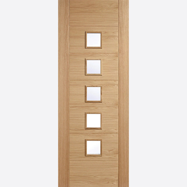 Pre-Assembled Carini Clear Glazed 5L Pre-finished Oak Door Set