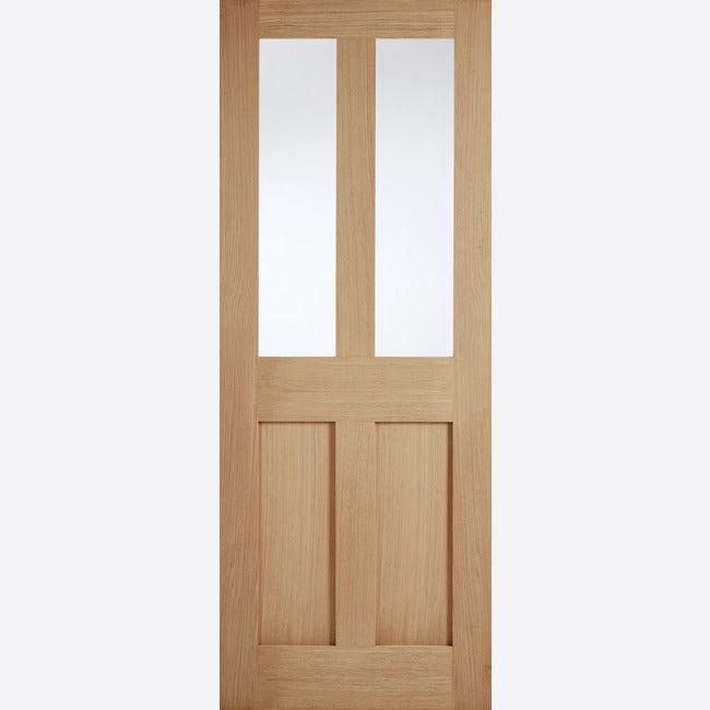 Pre-Assembled London Glazed 2L Un-finished Oak Door Set