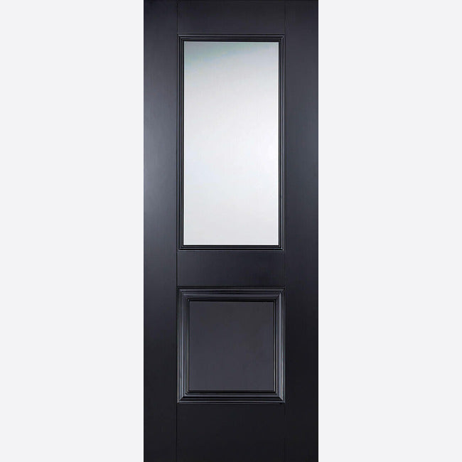 Pre-Assembled Primed Plus Black Arnhem Glazed 1L Door Set