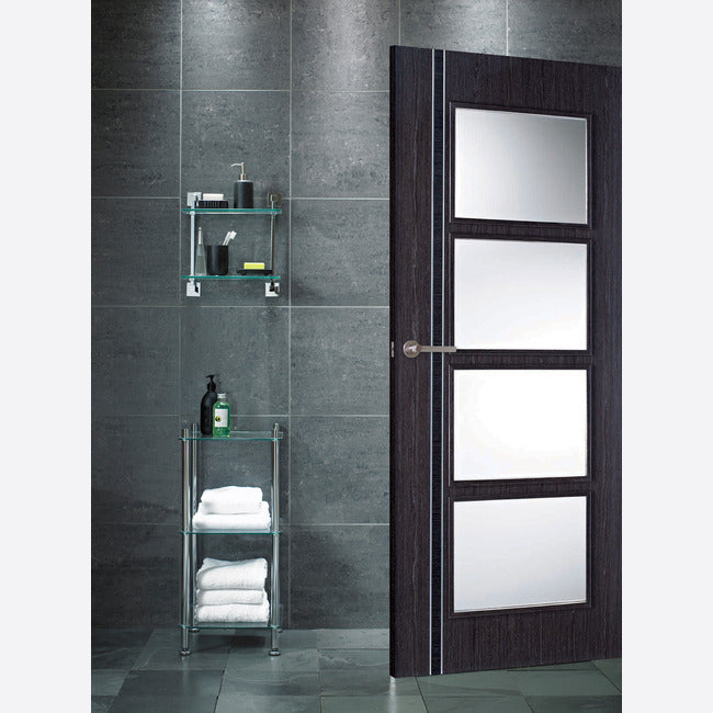 Pre-Assembled Pre-finished Ash Grey Zanzibar Glazed 4L Door Set