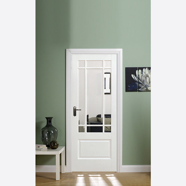 White Primed Downham Glazed 9L Door Kit