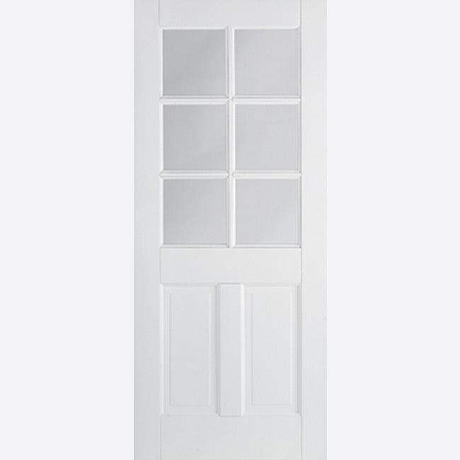 Pre-Assembled White Primed Canterbury 2P Glazed 6L Door Set