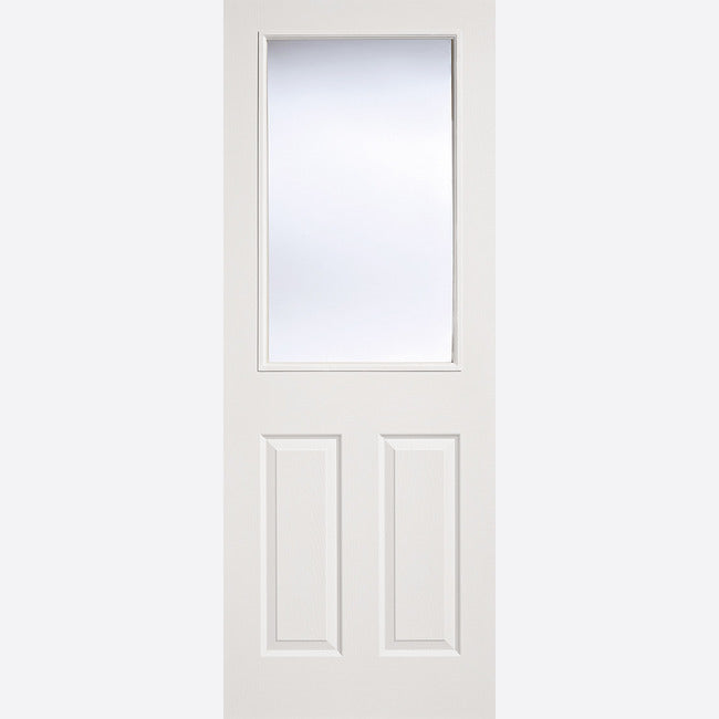 Pre-Assembled White Primed Moulded Glazed 2P-1L Door Set