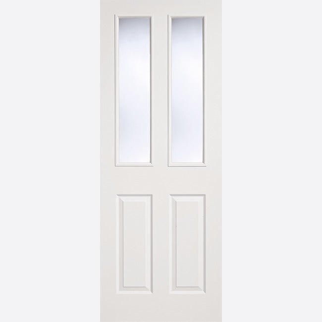 Pre-Assembled White Primed Moulded Glazed 2P-2L Door Set