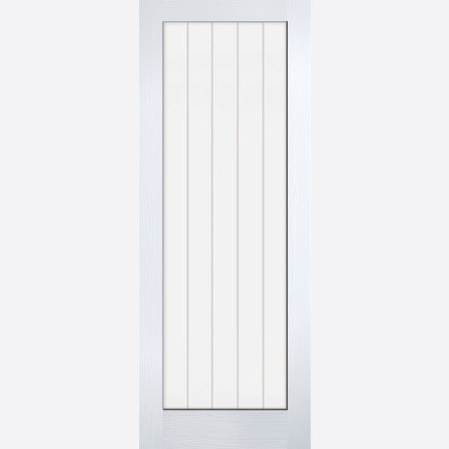 Pre-Assembled White Primed Moulded Textured Vertical Glazed 1L Door Set