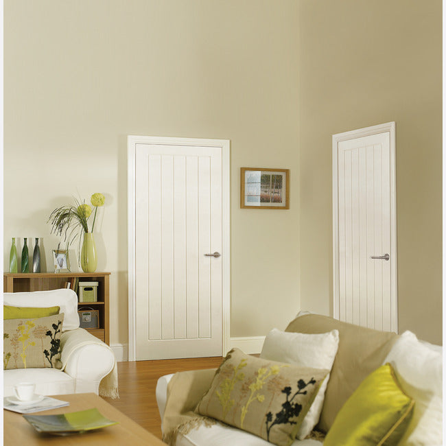 White Primed Moulded Textured Vertical 5P Door Kit