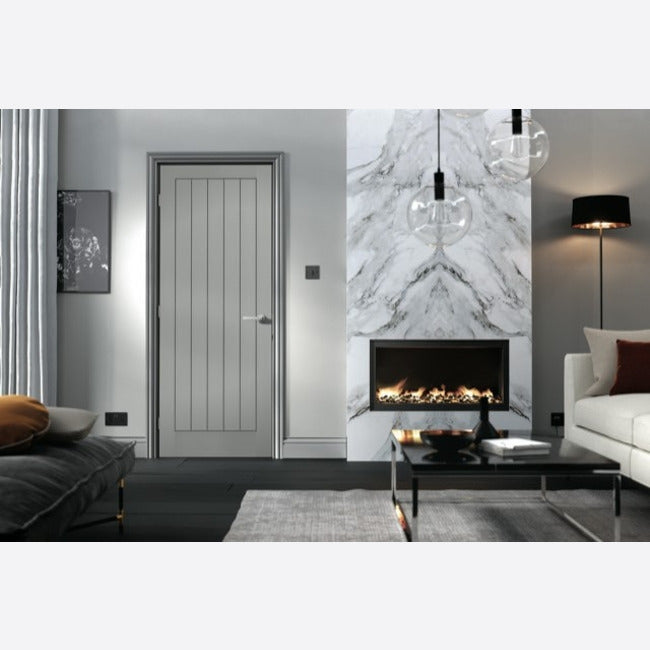 Grey Moulded Textured Pre-finished Vertical 5P Door Kit