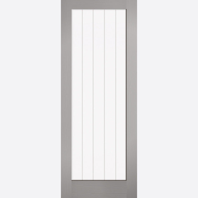 Grey Moulded Textured Pre-finished Vertical Glazed 1L Door Kit